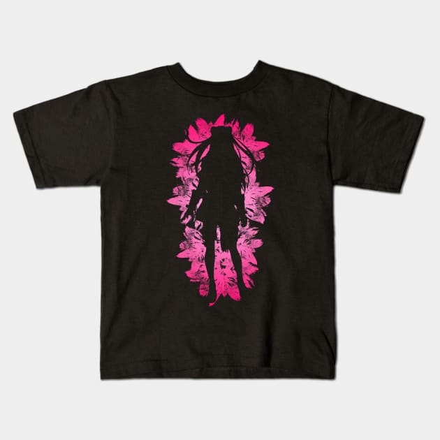 Shield - Pink Flowers style Kids T-Shirt by Scailaret